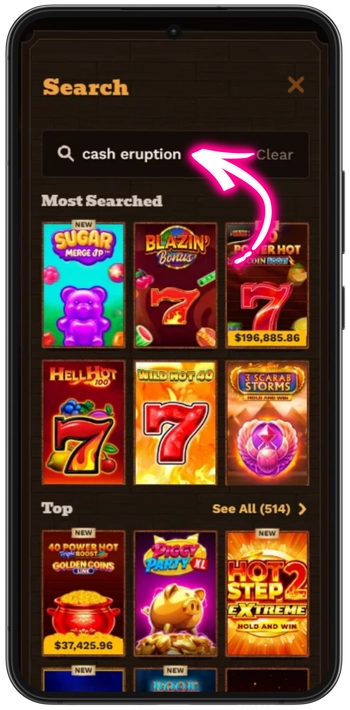  Cash Eruption slot machine in casino lobby search